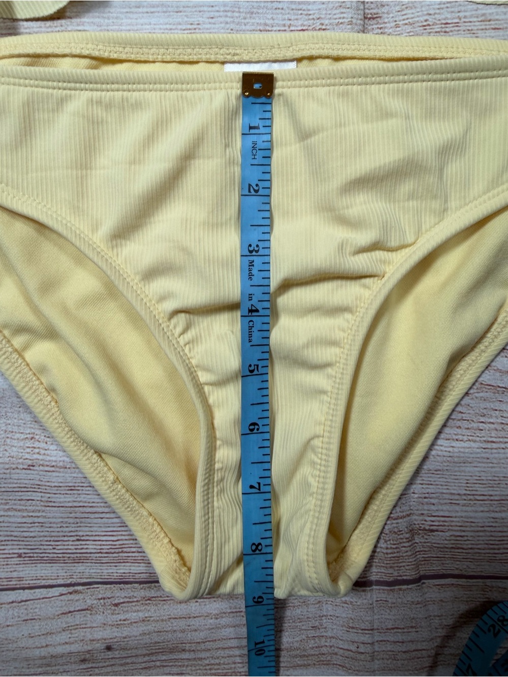 Butter Yellow Ruffle Ribbed Bikini Set with‎ Front Tie - Picture 3 of 8